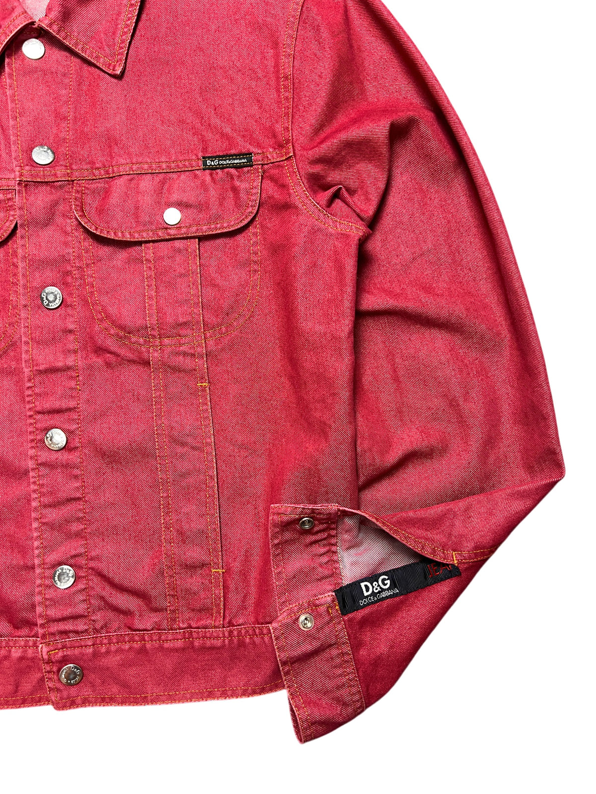 D&G Jeans vintage red denim trucker jacket, size L