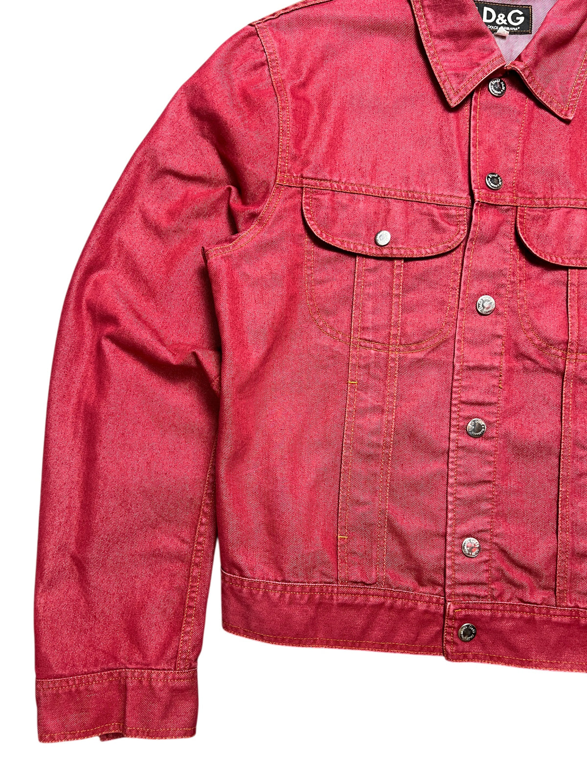 D&G Jeans vintage red denim trucker jacket, size L