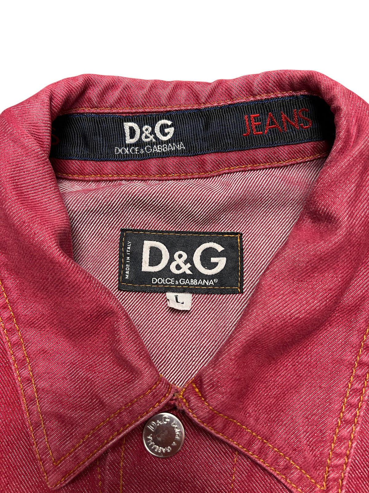 D&G Jeans vintage red denim trucker jacket, size L