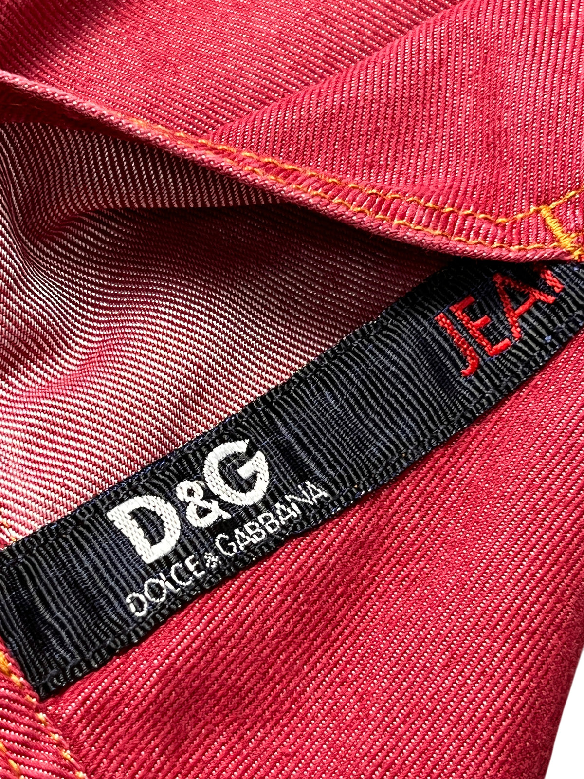 D&G Jeans vintage red denim trucker jacket, size L