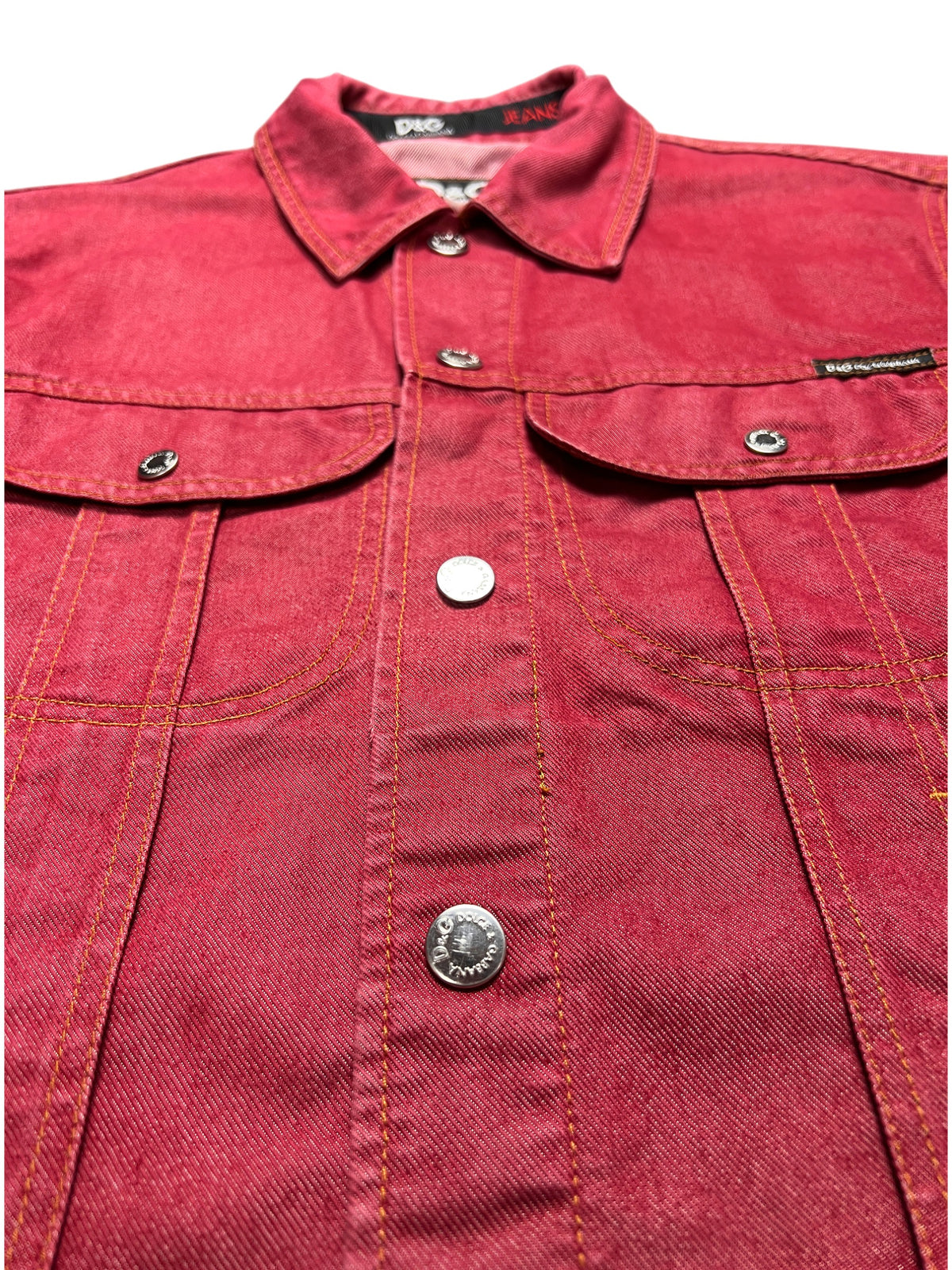 D&G Jeans vintage red denim trucker jacket, size L