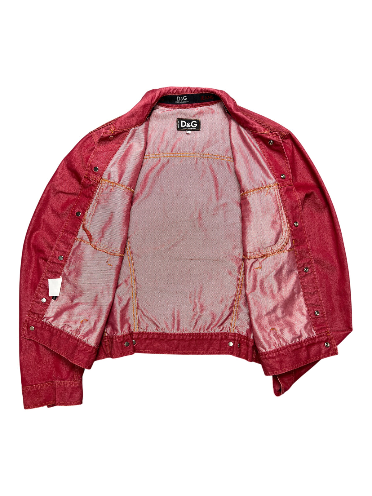 D&G Jeans vintage red denim trucker jacket, size L