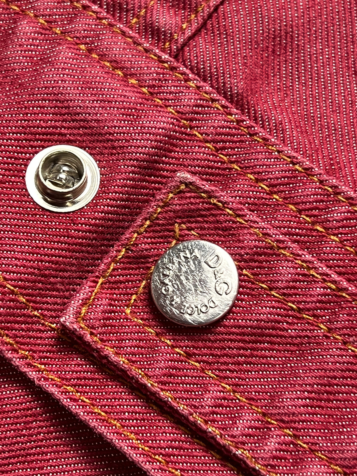 D&G Jeans vintage red denim trucker jacket, size L