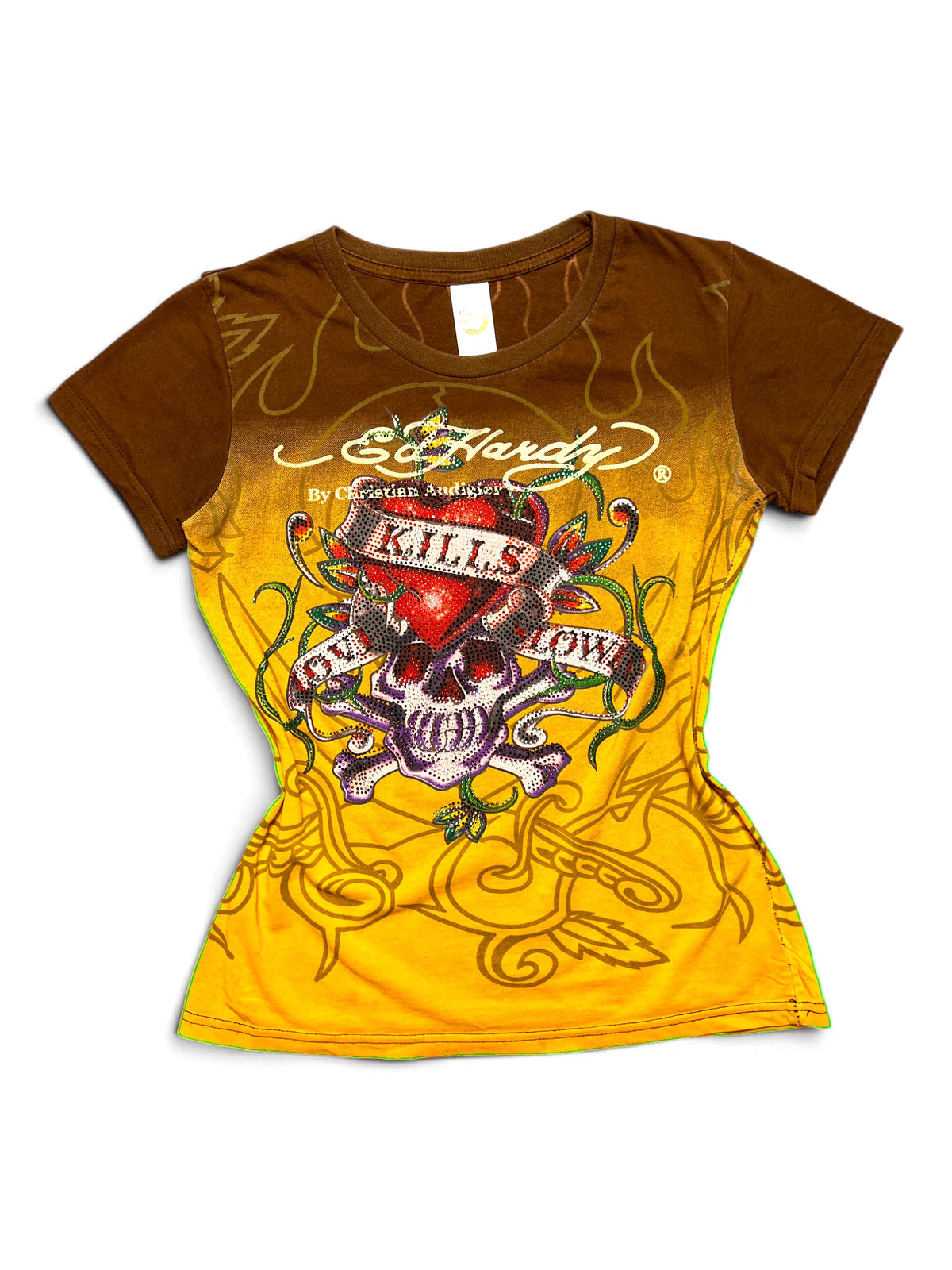 Ed Hardy Love Kills Slowly women's tee, size L