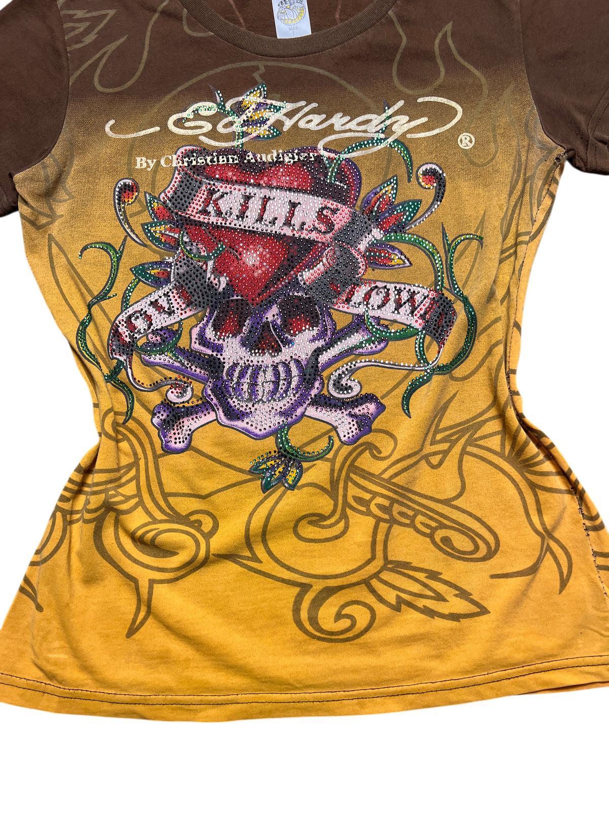 Ed Hardy Love Kills Slowly women's tee, size L