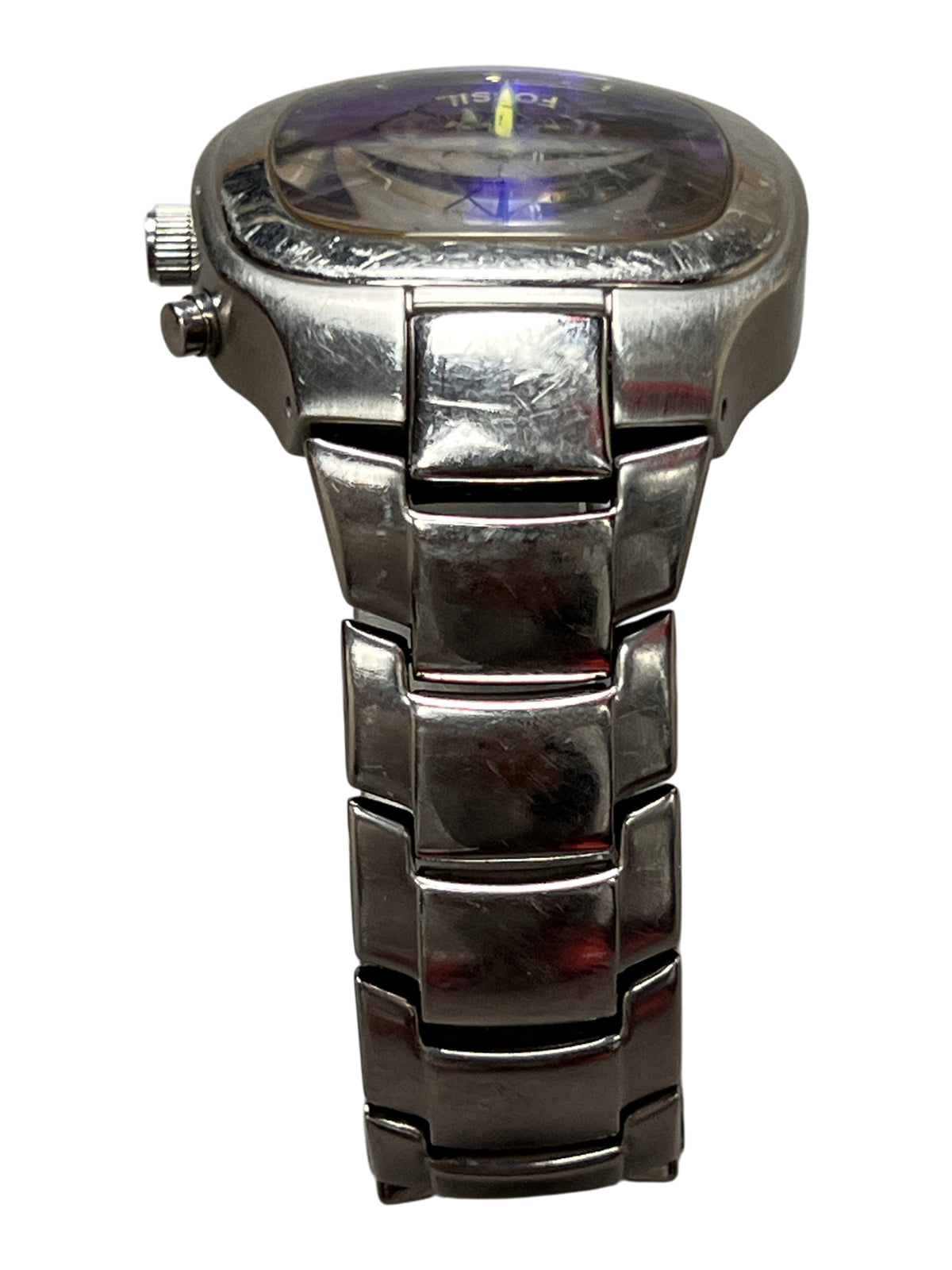 Fossil Big Tic JR-8141 Vintage Y2K Square Watch Blue Animated Dial