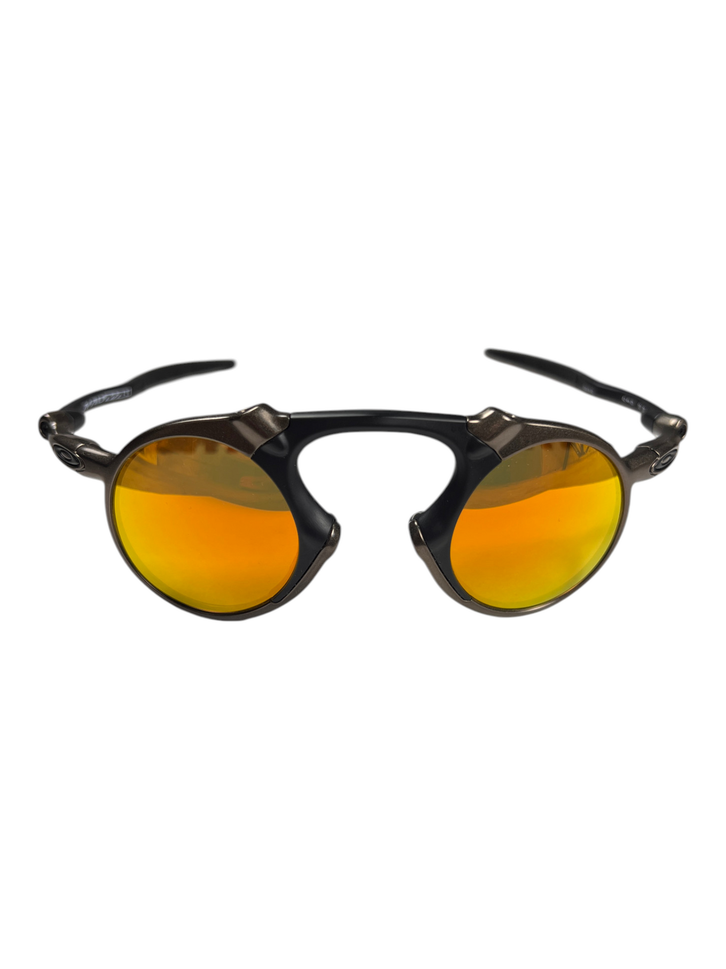 Front view of the Oakley Madman OO6019-02 with round Fire Iridium lenses