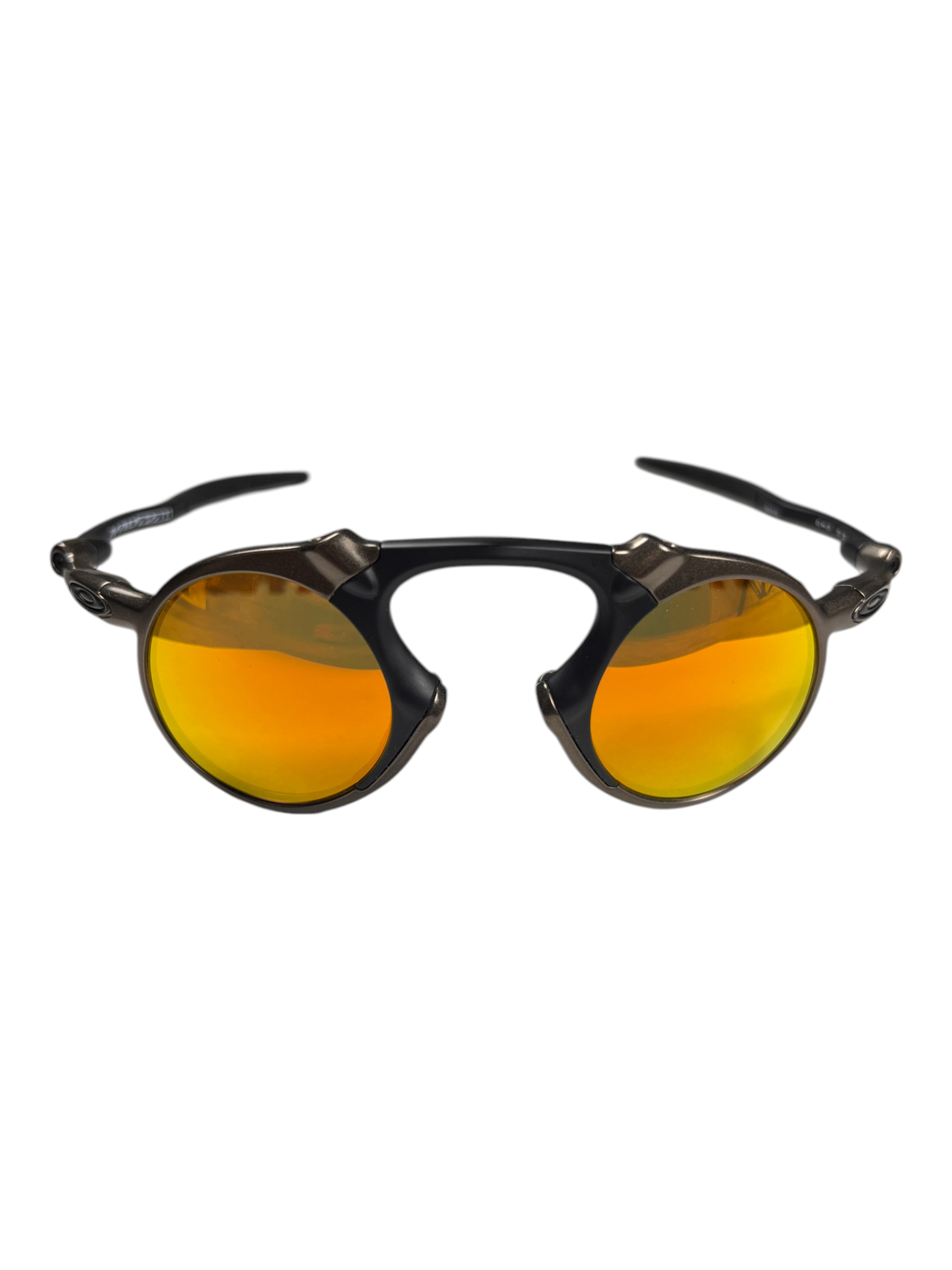 Front view of the Oakley Madman OO6019-02 with round Fire Iridium lenses
