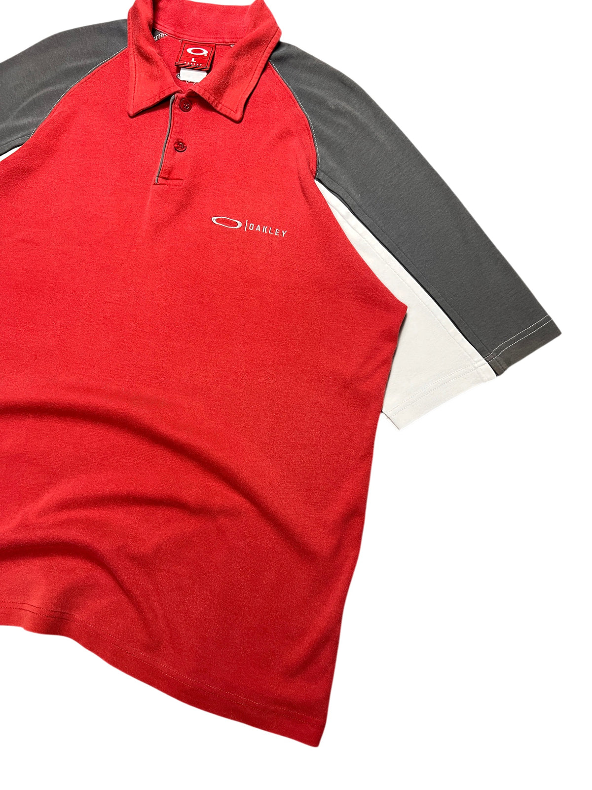 Oakley polo vintage 2000s, red and grey raglan, size L
