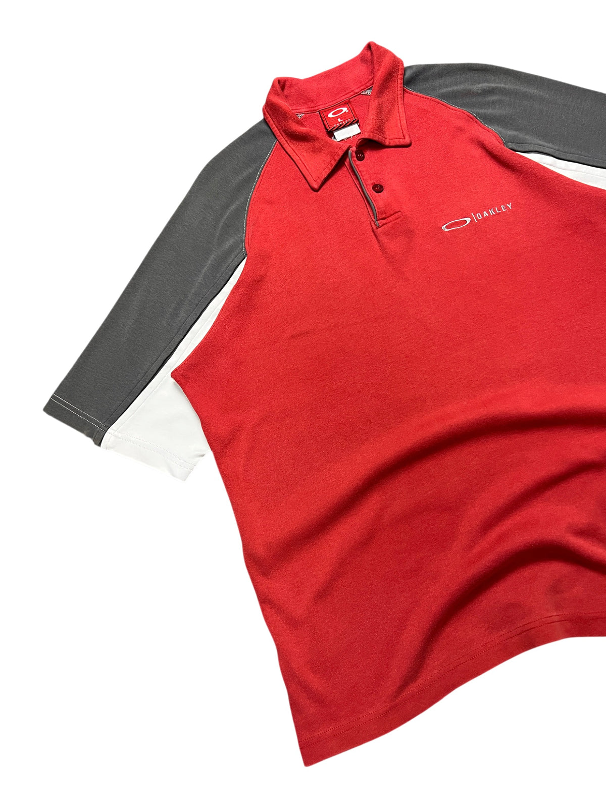 Oakley polo vintage 2000s, red and grey raglan, size L