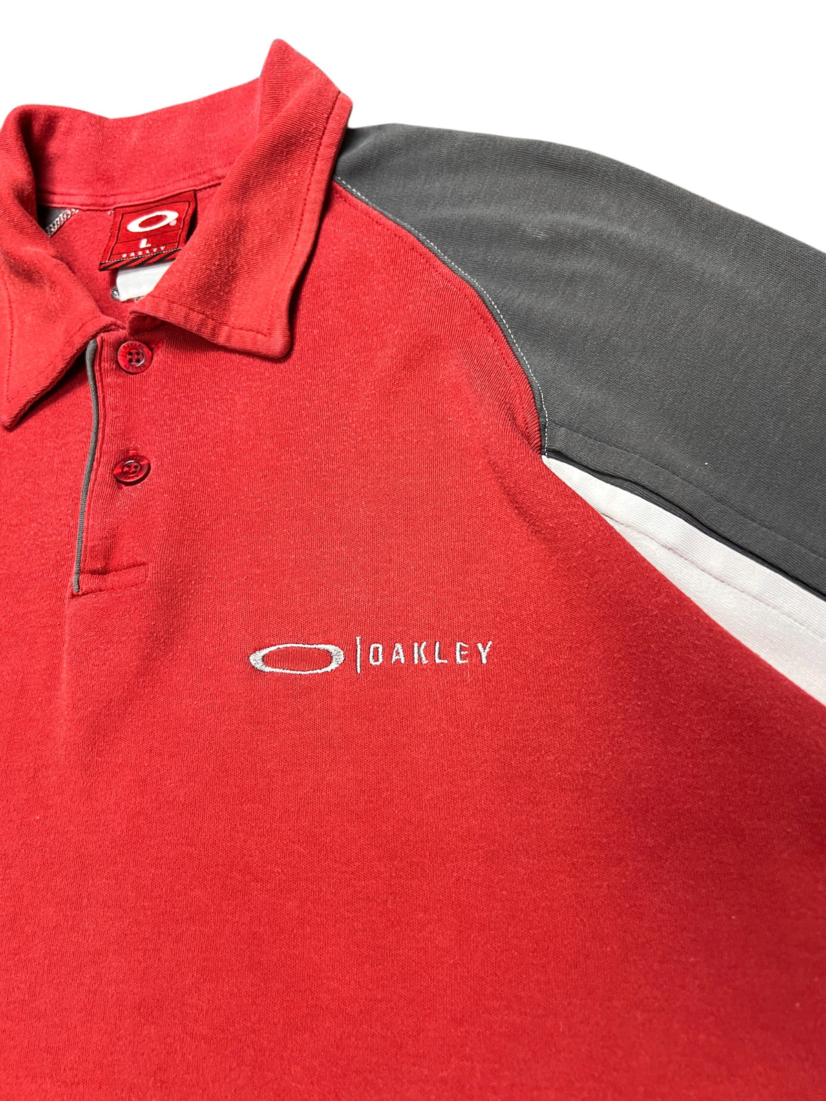 Oakley polo vintage 2000s, red and grey raglan, size L