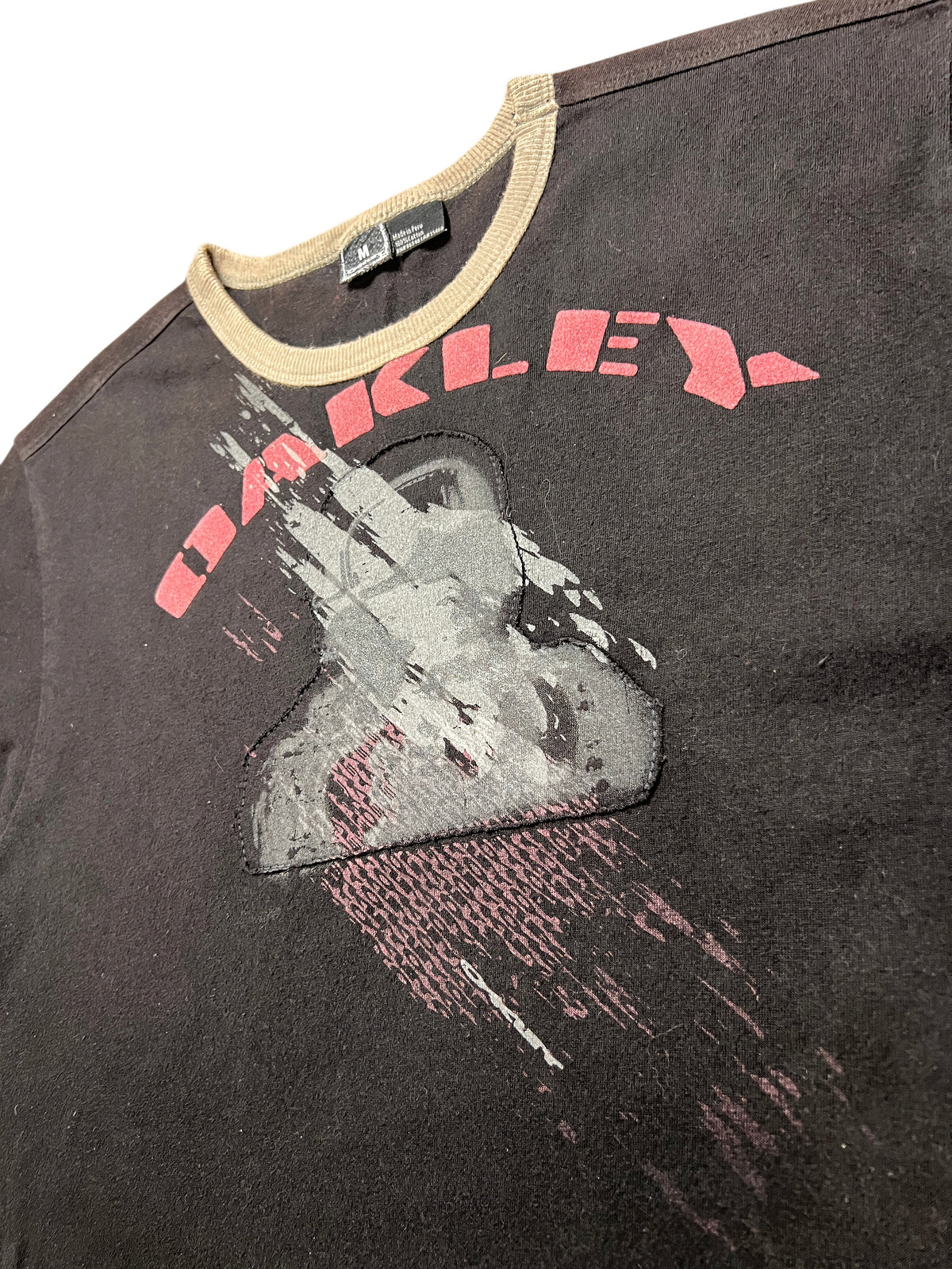 Oakley Vintage 2000s Ringer T-Shirt Black Graphic Made in Peru M