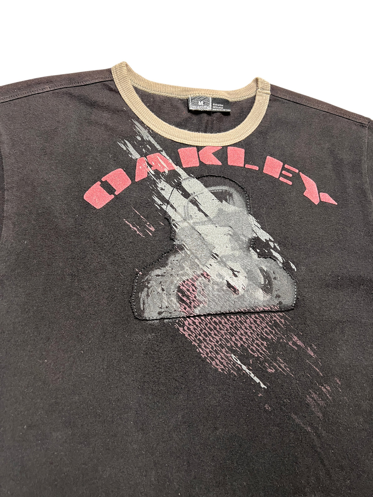 Oakley Vintage 2000s Ringer T-Shirt Black Graphic Made in Peru M