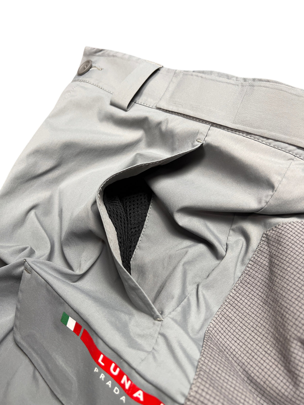 Prada Linea Rossa Luna Rossa Pirelli cargo shorts, grey, size 50