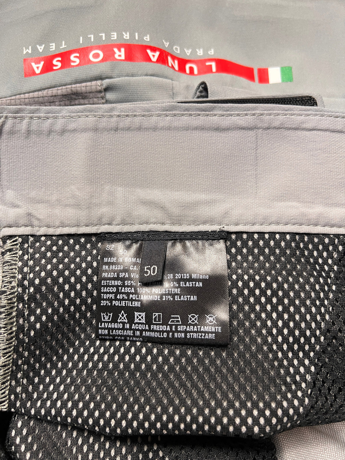 Prada Linea Rossa Luna Rossa Pirelli cargo shorts, grey, size 50