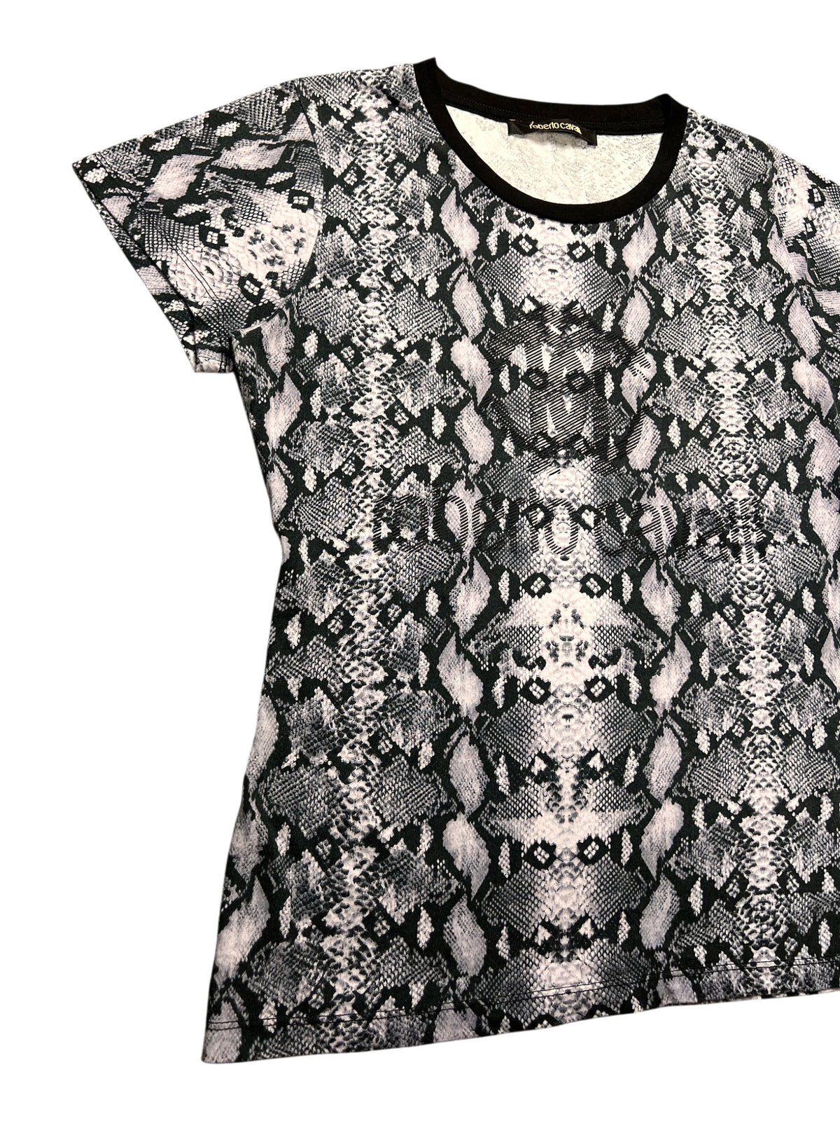 Roberto Cavalli Python Print Logo T-Shirt Women's XS