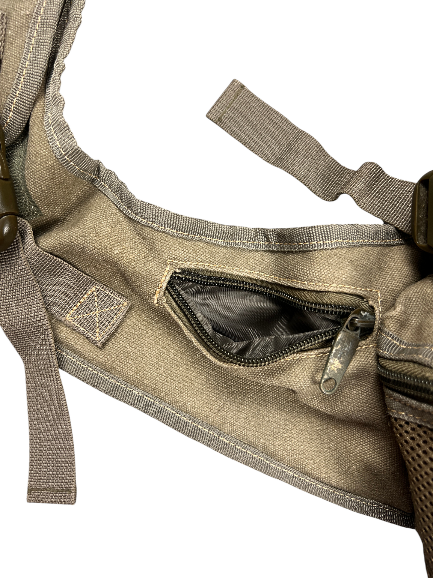 Zip pocket built into the shoulder strap of the Diesel sling bag