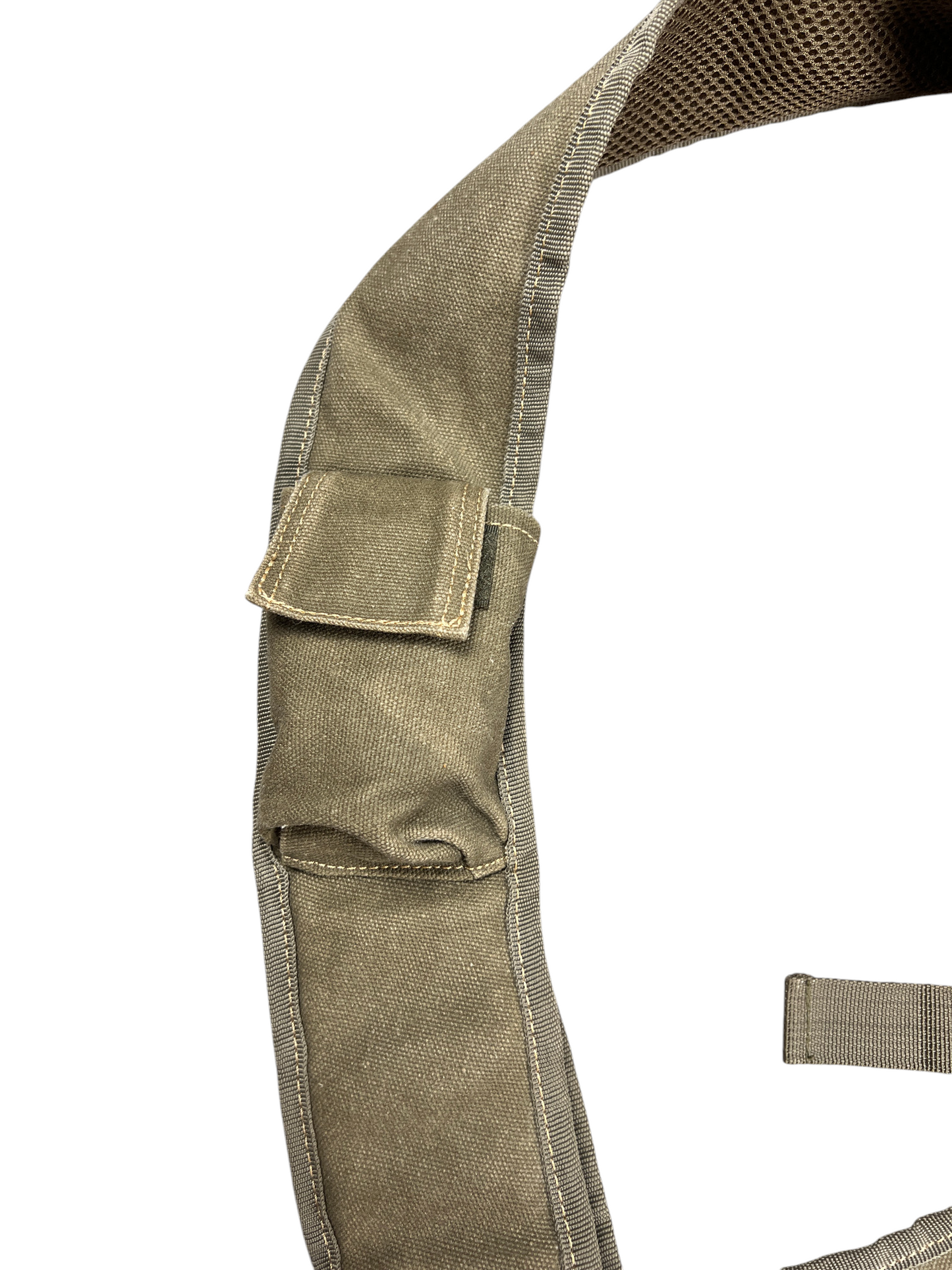 Detail of the webbing and stitching on the Diesel bag strap