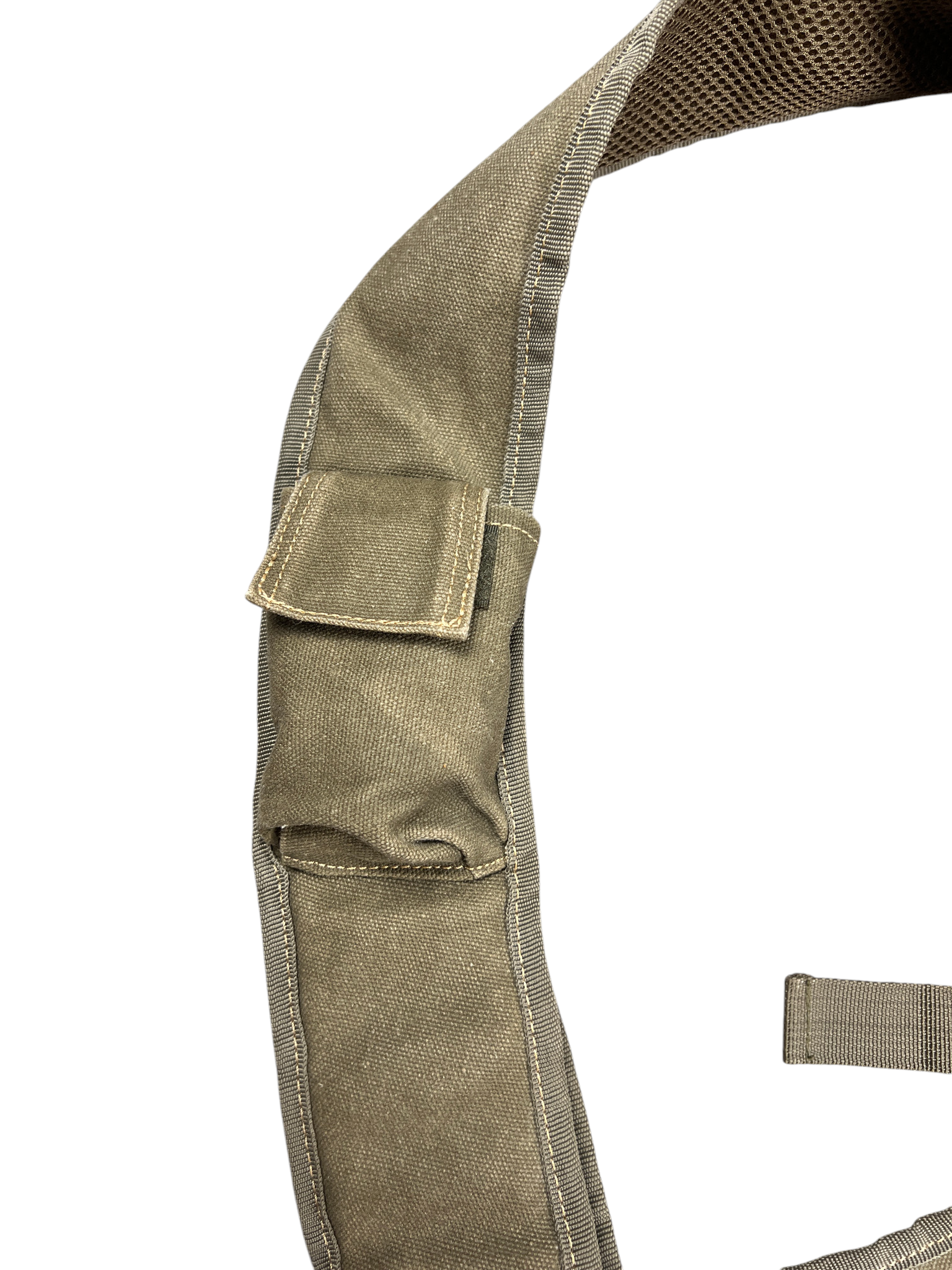 Detail of the webbing and stitching on the Diesel bag strap
