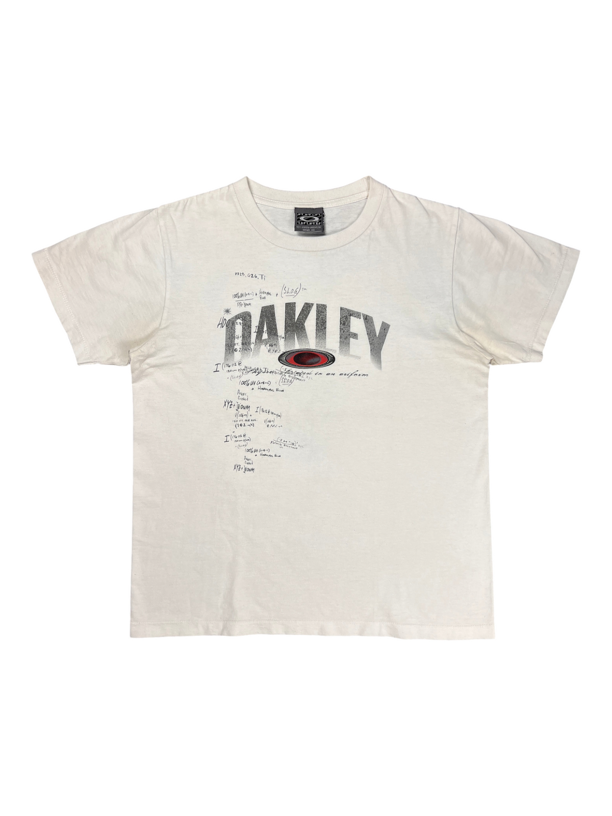 Vintage Oakley Software t-shirt in white, laid flat, front view