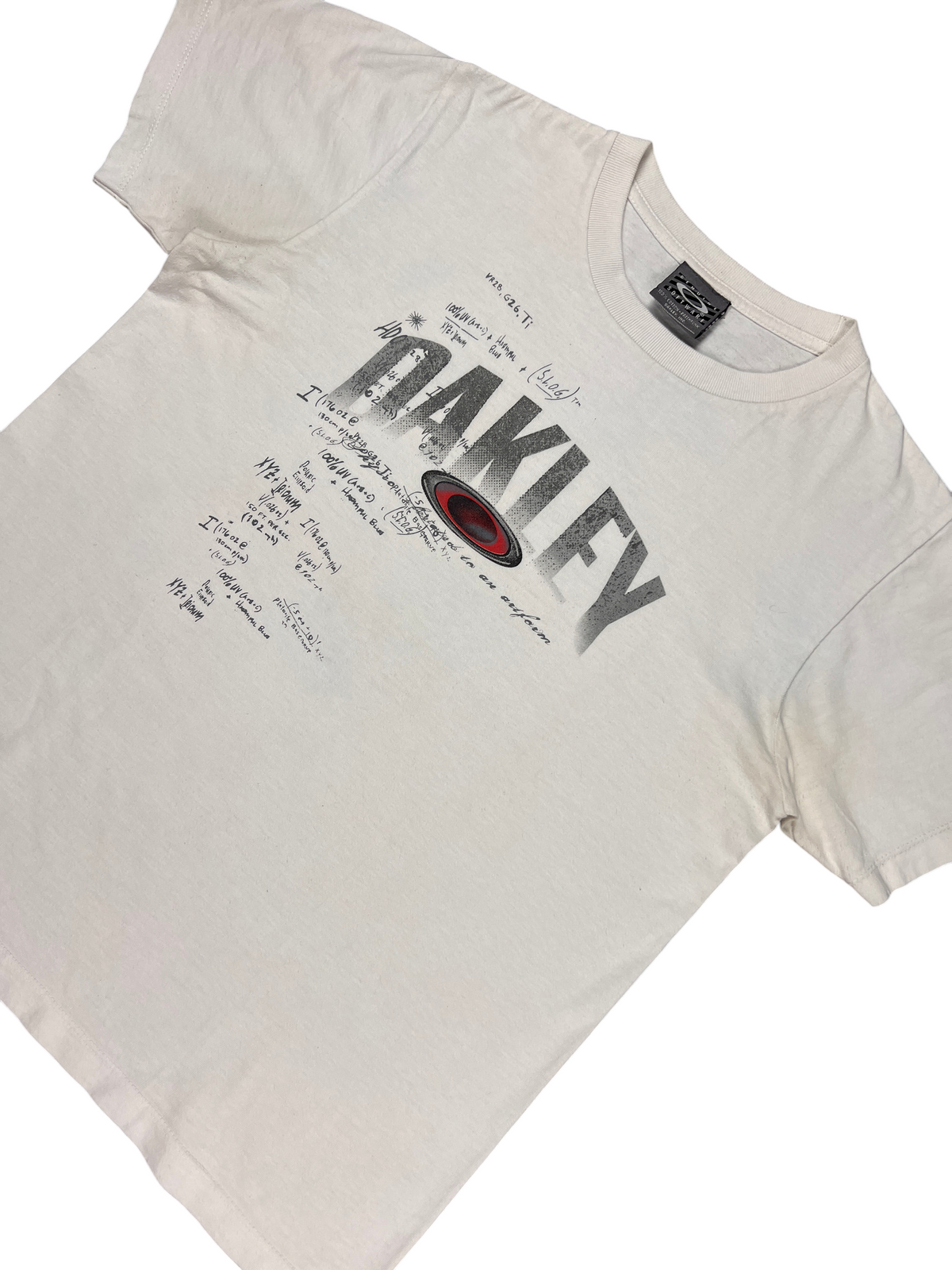 Full front of the Y2K Oakley Software t-shirt on a concrete floor