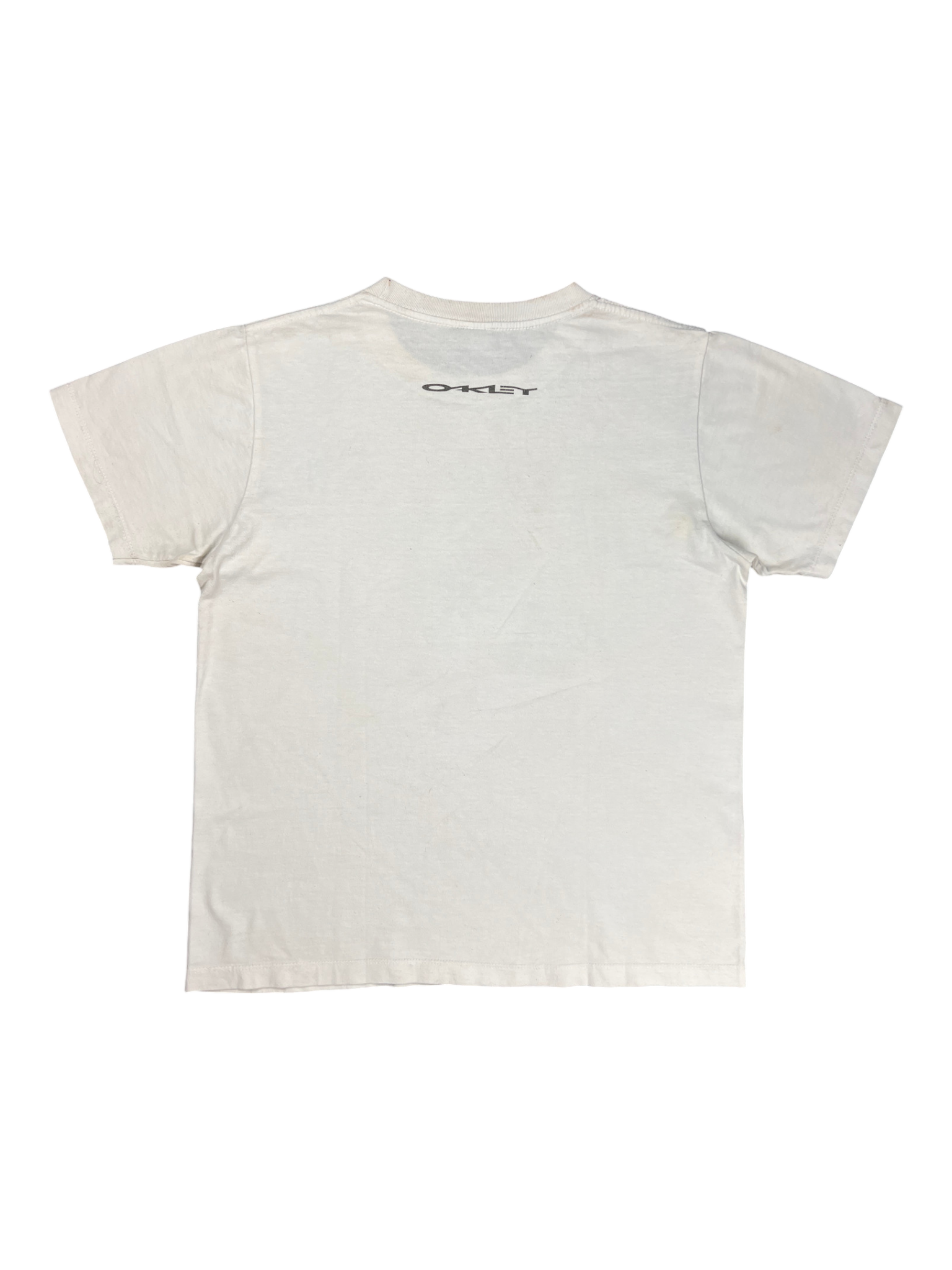 Plain back of the vintage Oakley Software t-shirt in white